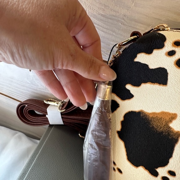 Alba Black and Brown Patterned Vegan Leather Crossbody Bag - Picture 10 of 10